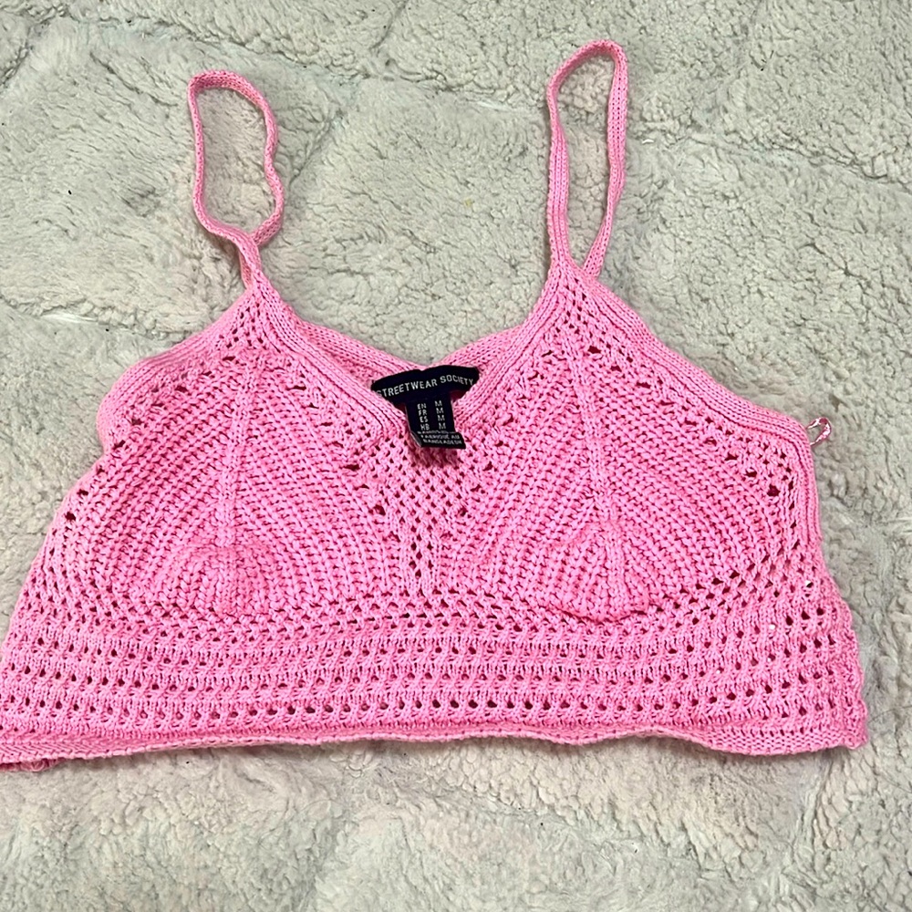 pink knit top